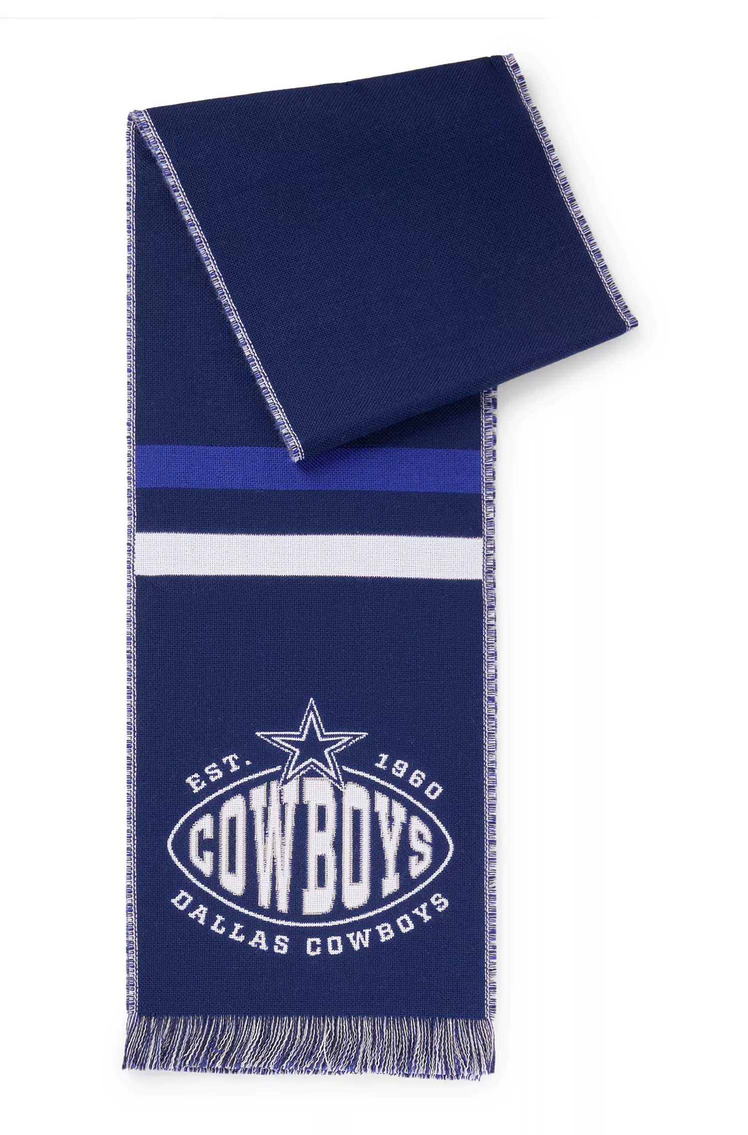 Cachecol BOSS Orange com o logotipo da BOSS x NFL e a marca Dallas Cowboys.
