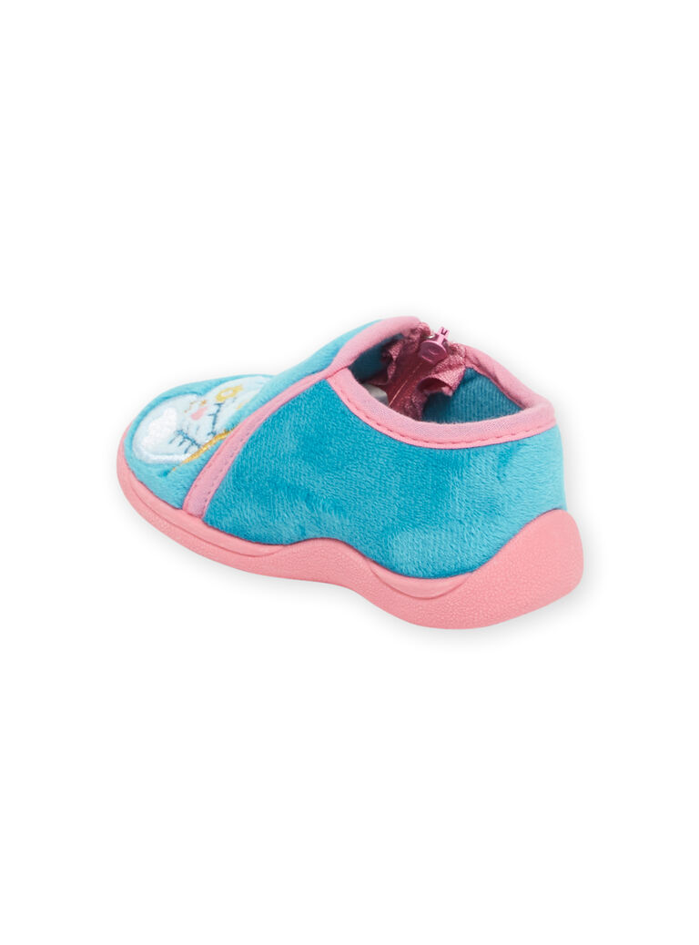 Bottillons bleu azur et roses à motif papillon bébé fille