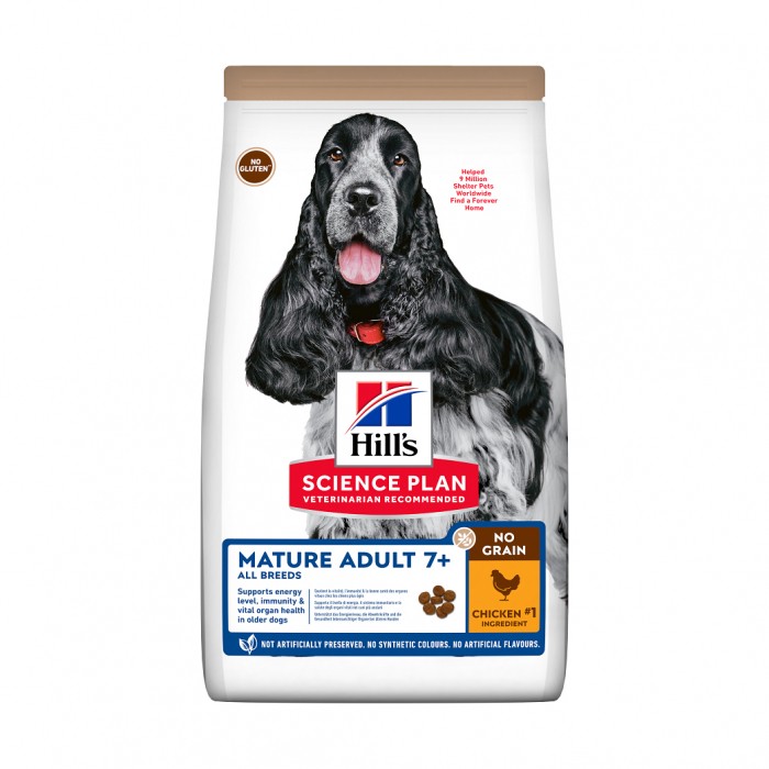 HILL'S Science Plan No Grain All Breed Mature Adult 7+ au Poulet - Croquettes pour chien