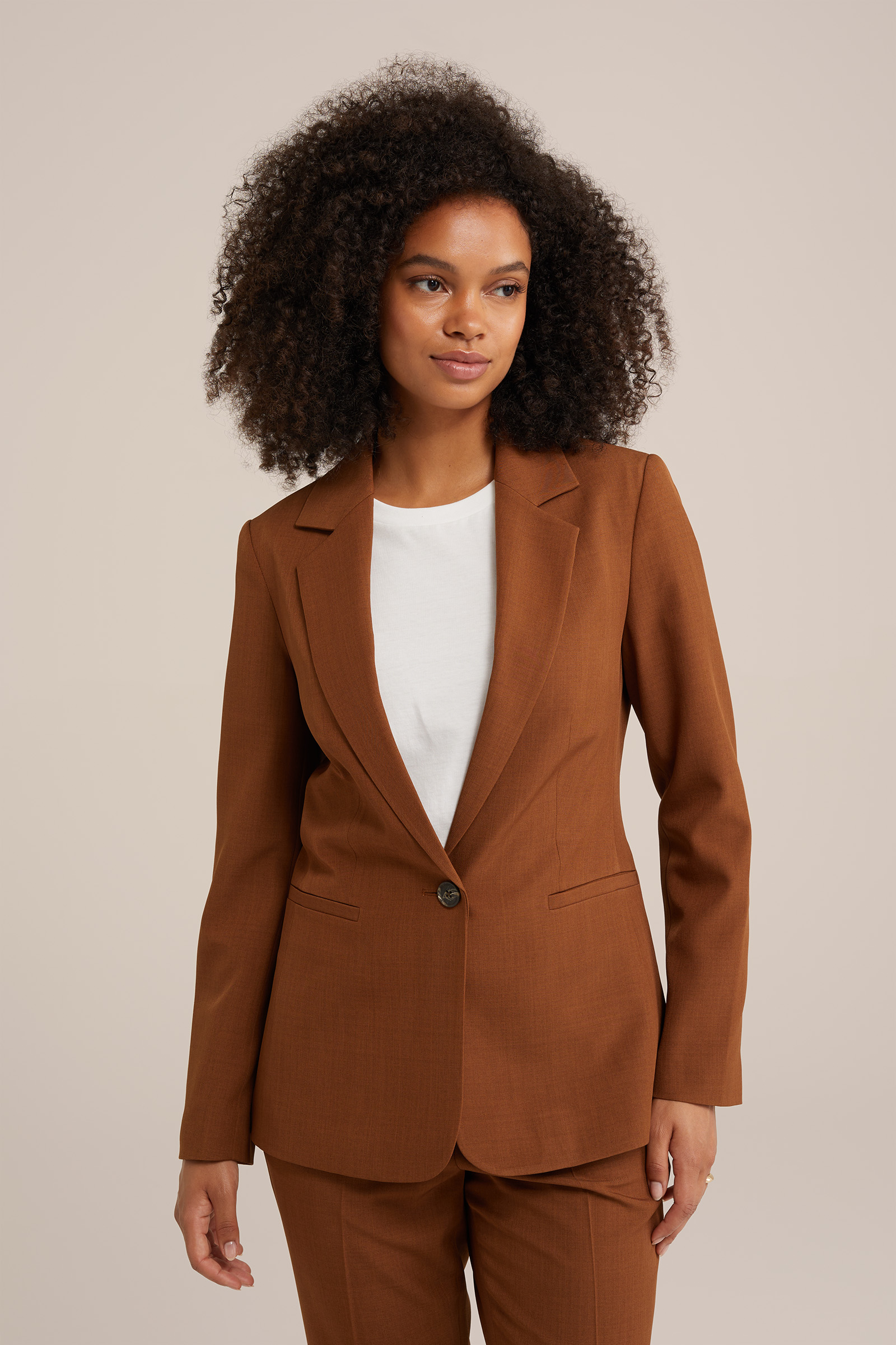 getailleerde blazer WE Fashion Roestbruin