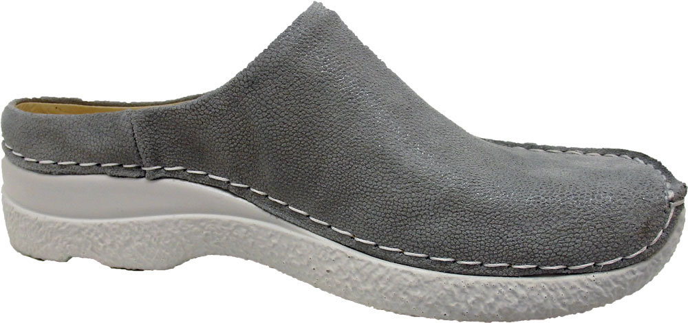 Wolky Pantoffel Seamy Slide Nubukleder hellgrau