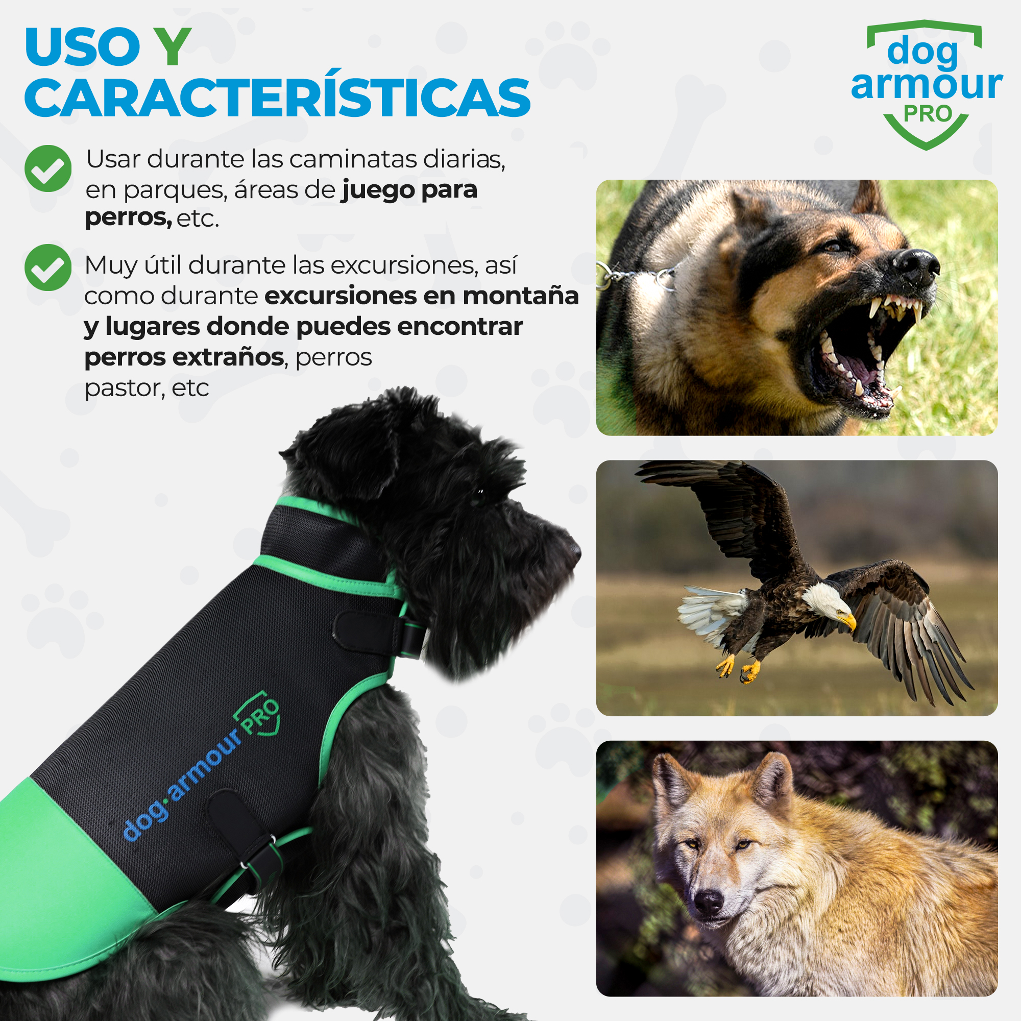 Colete protetor verde anti-mordida para cães - Impermeável - Refletivo