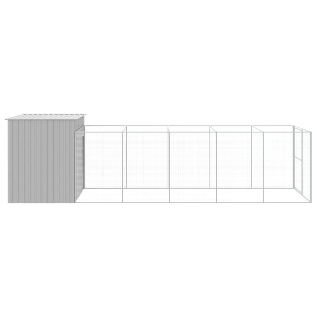 Canil vidaXL, aço galvanizado, cinza claro, 214 x 1069 x 181 cm