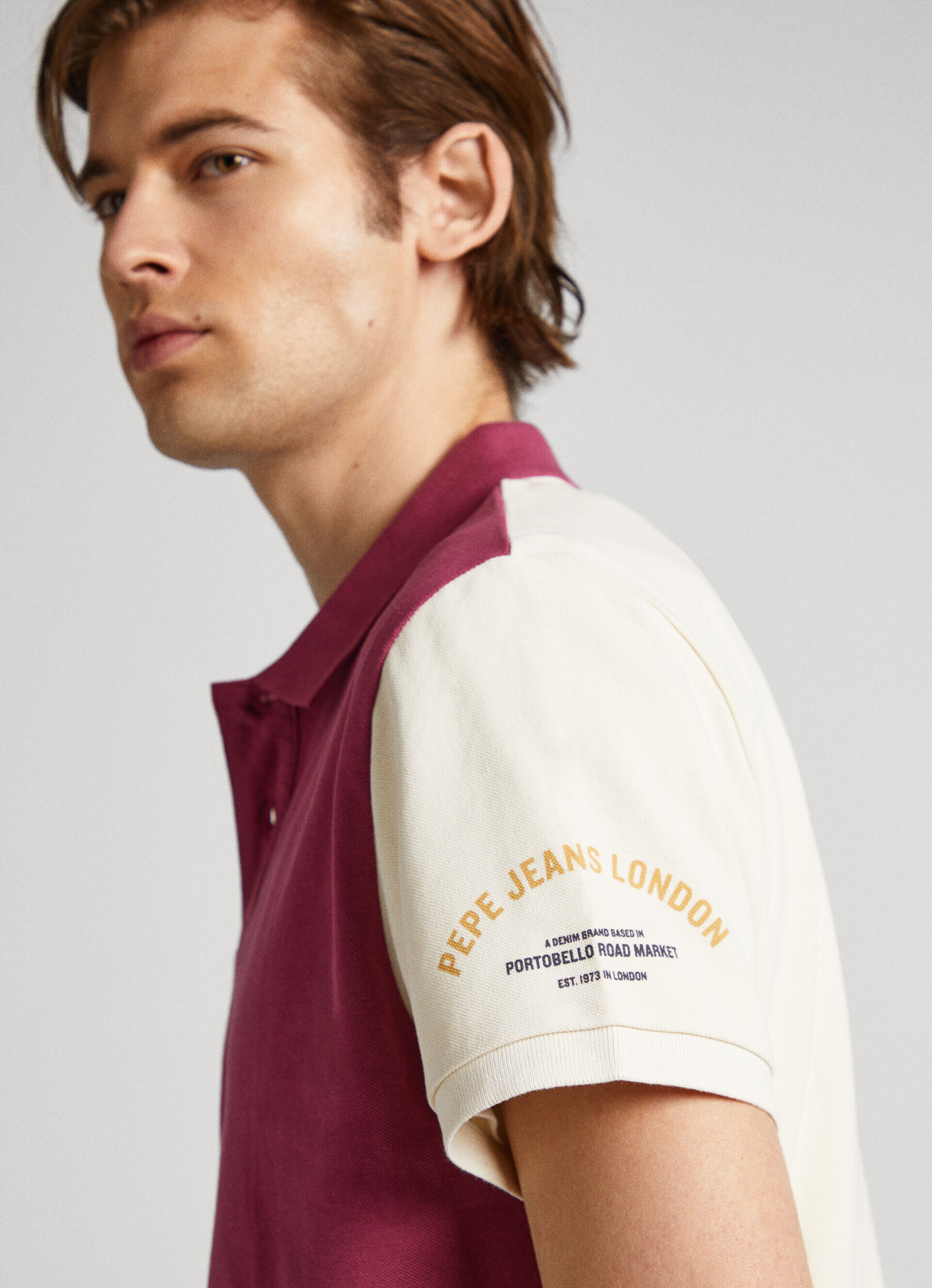 POLO PIQUÉ COLOR BLOCK - vermelho framboesa esmagado