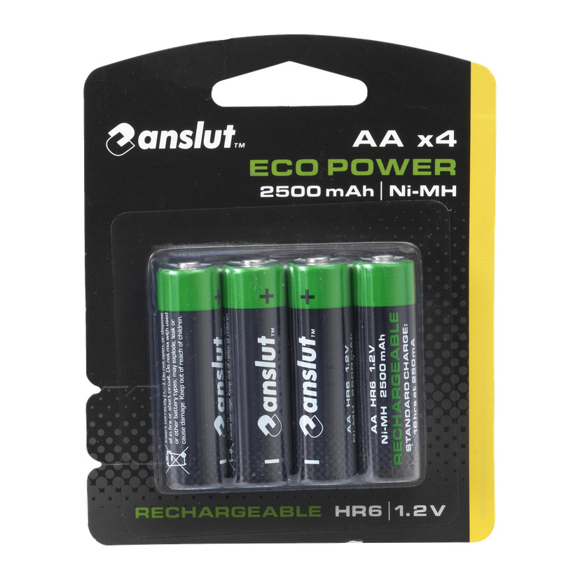 Oppladbare AA-batterier 4-pk 2500 mAh 1,2 V