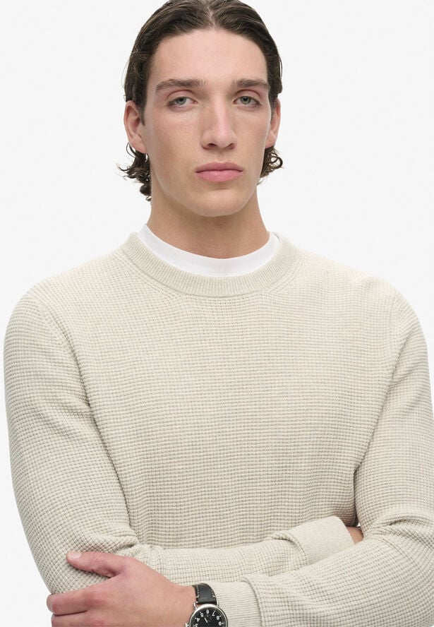 Superdry TEXTURED CREW KNIT JUMPER Light grey