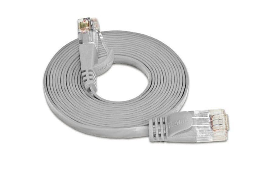 Slimpatchkabel RJ-45 - RJ-45, Cat 6, UTP, 2 m, GrauUnscreened/Unshielded Twisted-Pair-Kabel (UTP) mit Klinkenschutz