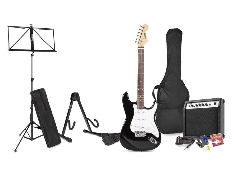 MAX E-Gitarre GigKit Kit Schwarz E-Gitarre mit Zubehör
