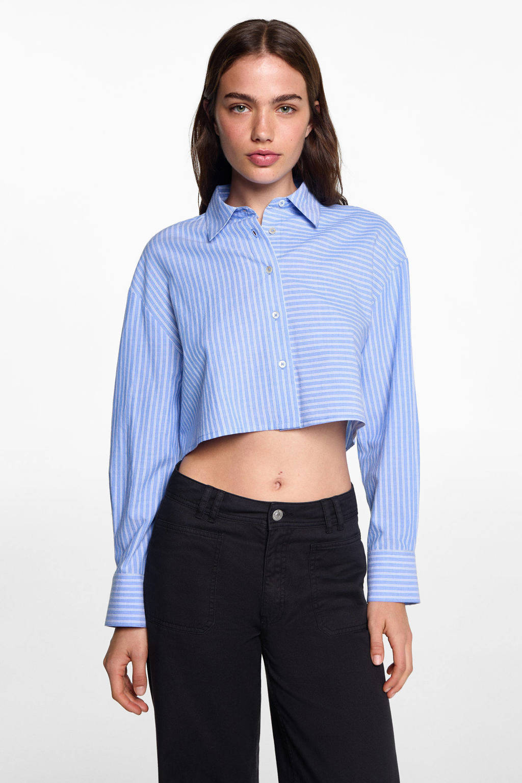 MANGO TEEN straight fit broek donkerblauw