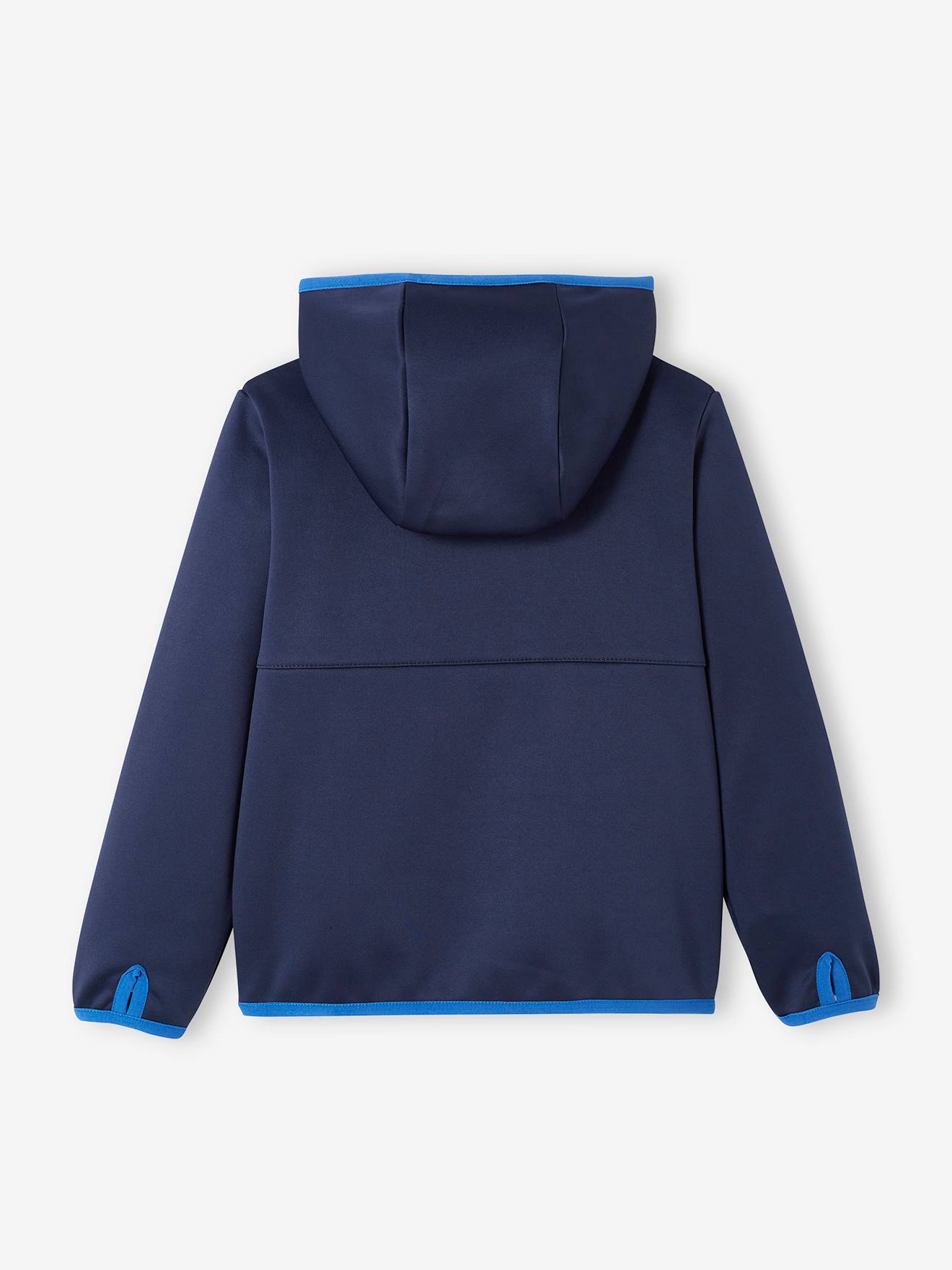 Jaqueta corta-vento esportiva com forro de lã, azul-marinho lisa infantil com estampas.