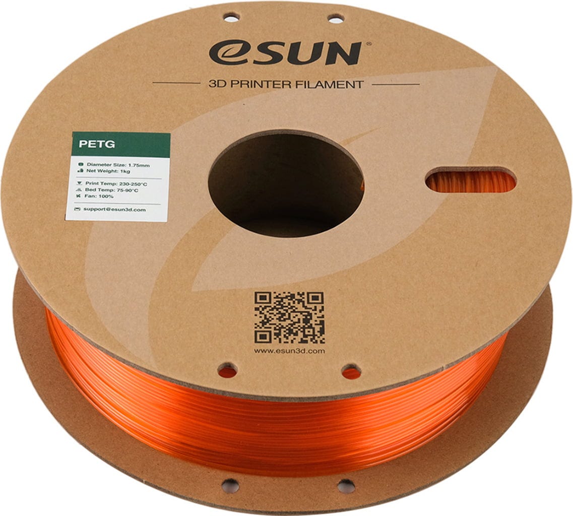 eSUN  PETG Translucent Orange, 1,75 mm / 1000 g    Lichtdurchlässiges Filament mit ausgezeichneter Schlagfestigkeit