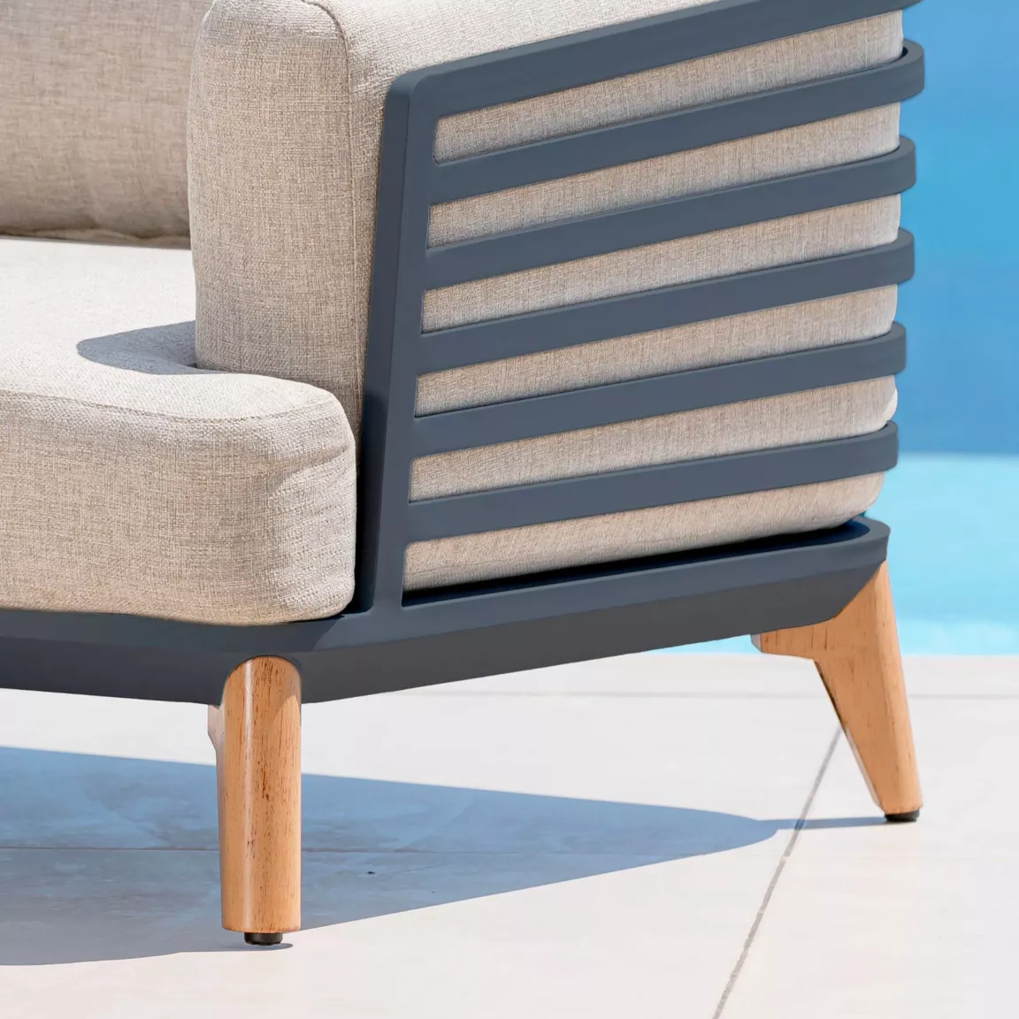 Canapé de jardin en aluminium 3 places Monte Carlo Gris anthracite et taupe