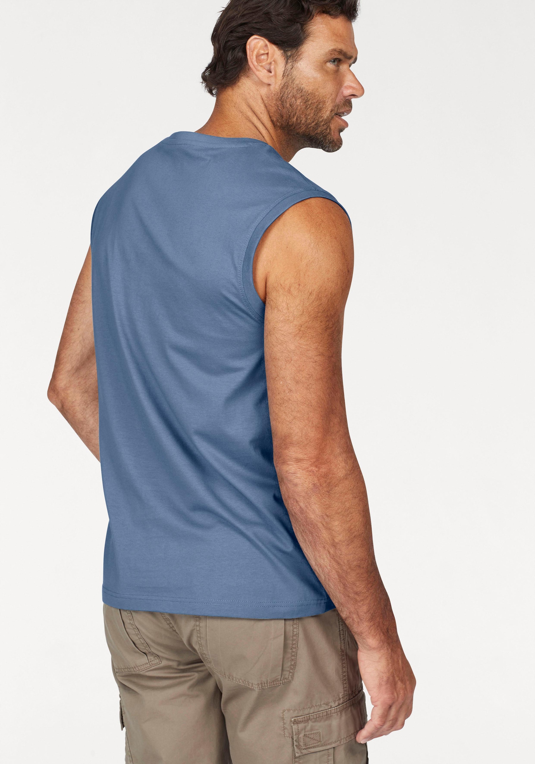 Man's World Muscleshirt Packung, 3er-Pack, 3 Stk. ärmellos,  Basic-Stil,  unifarben,  Rundhalsausschnitt