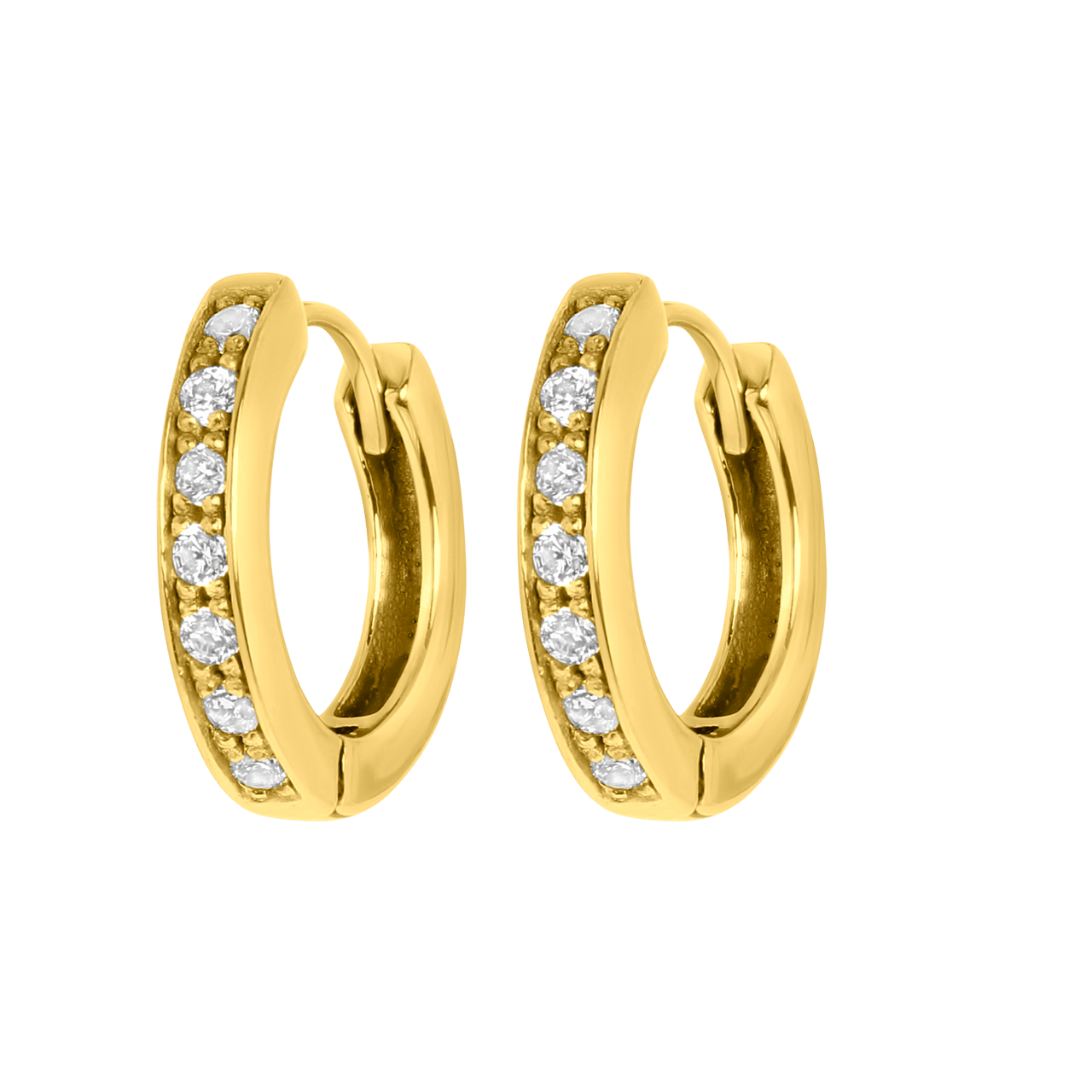Stalen goldplated oorbellen met zirkonia steentjes