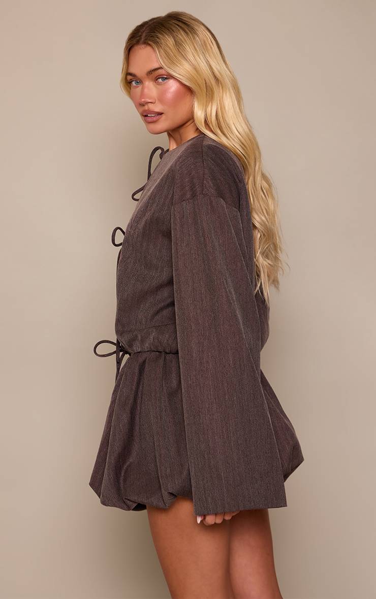 Marron Ensemble Jupe Bouffante En Tissu Brossé