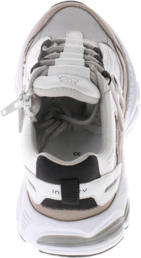 Hip leren sneakers wit beige grijs