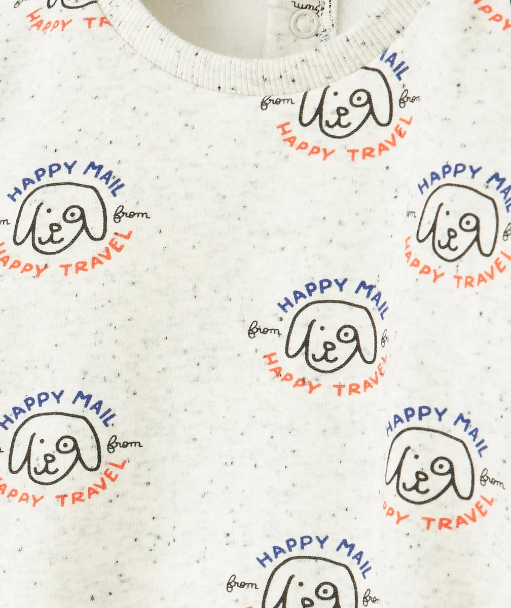SWEAT BÉBÉ GARÇON EN FIBRES RECYCLÉES GRIS IMPRIMÉ CHIEN