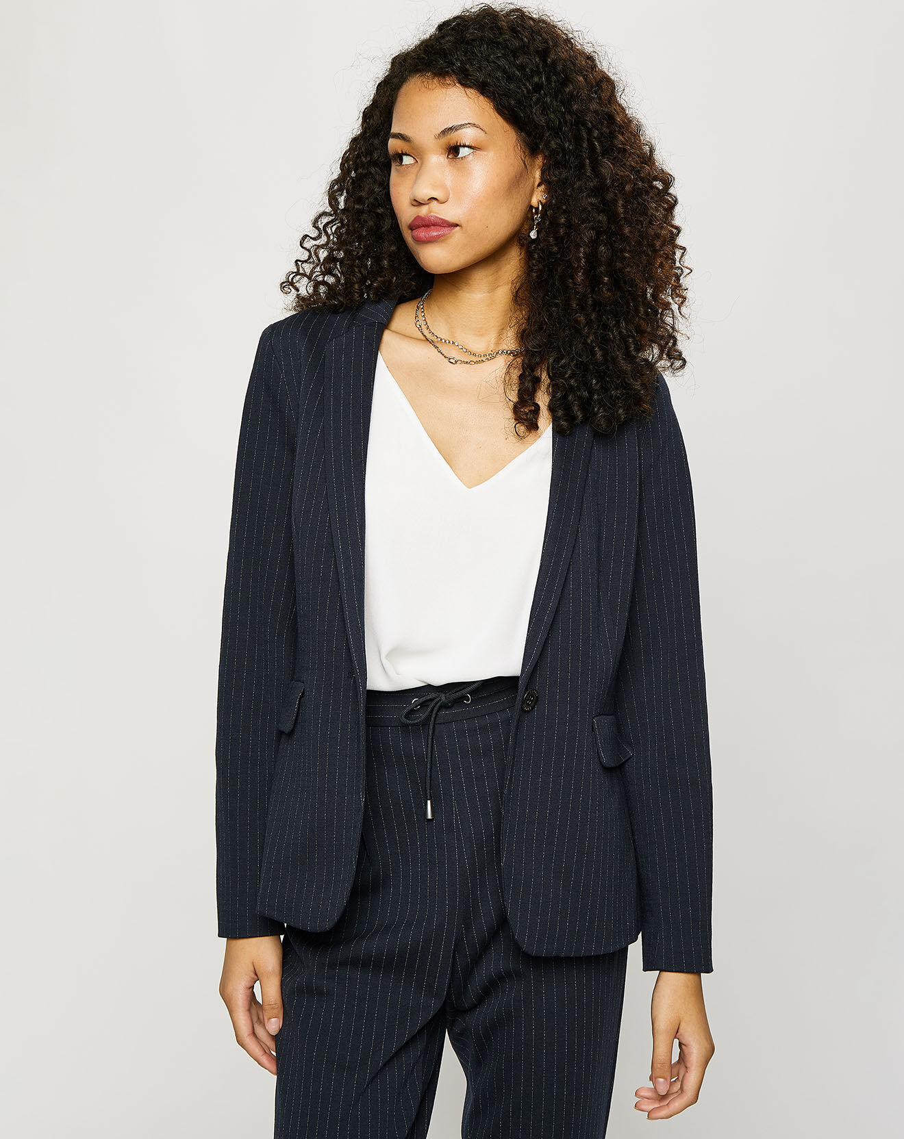 Esprit Blazer rayé tennis en Jersey doux bleu marine