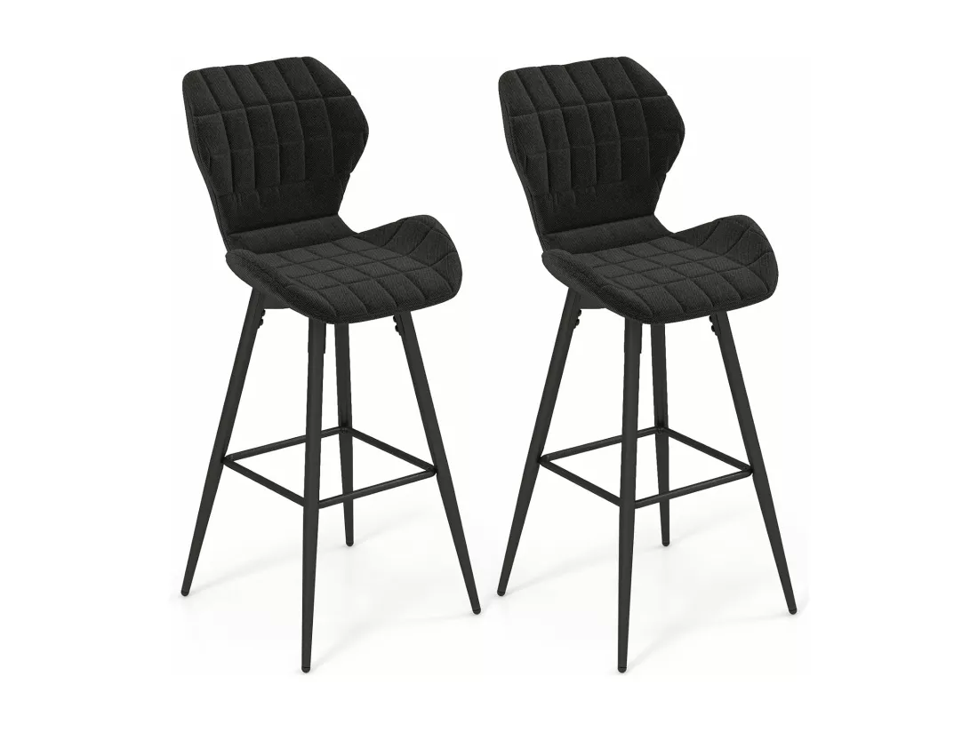 Tabouret de bar, chaise de bar lot de 2, hauteur d'assise 71,5 cm, dossier incurvé