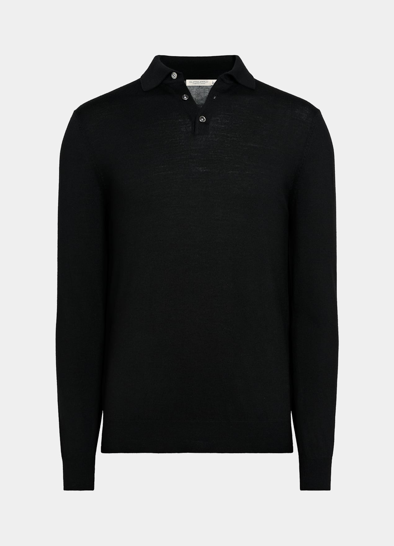 Polo manches longues Merino noir