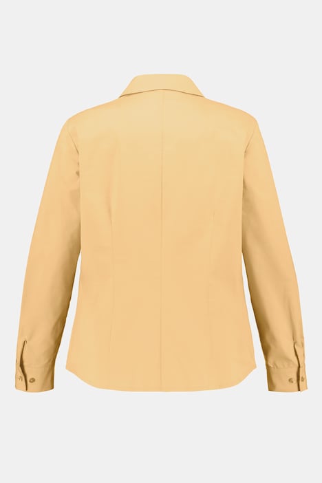 Bluse, offener Hemdkragen, Raffung, Langarm