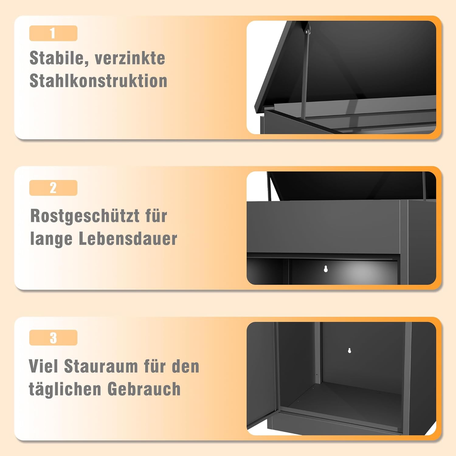 Paketbox Briefkasten mit Paketfach Paketbox Draussen Groß XXL Diebstahlgeschützter Paketbriefkasten Standbriefkasten mit Code-Schloss, wandmontiert wasserdicht für Veranda/Garten (33'(85CM))