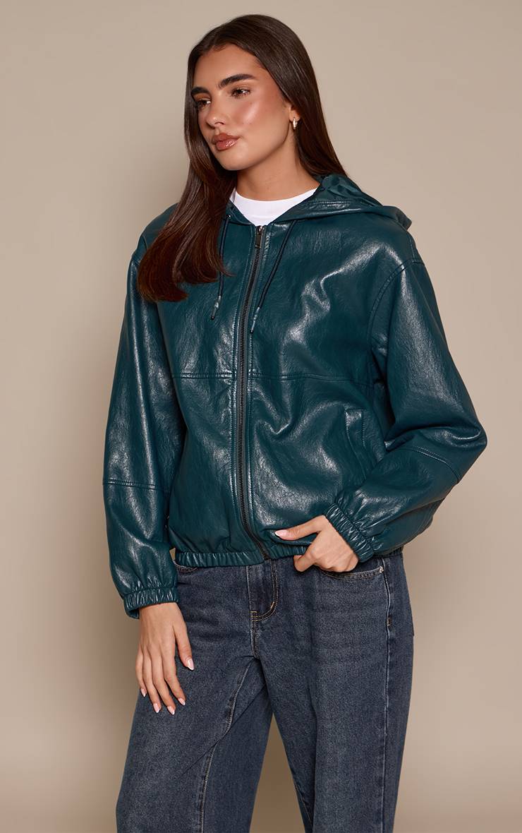 Forest Green Veste À Casynthétiqueche Zippée En Synthétique Souple