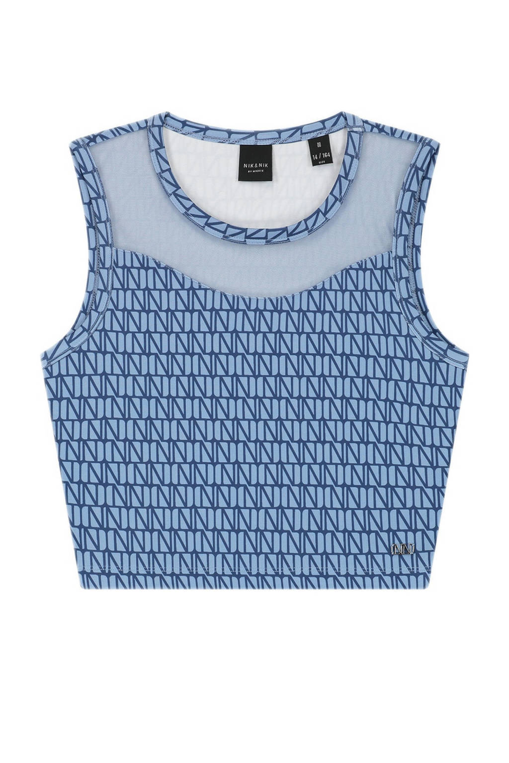 NIK&NIK crop top Joya met all over print lavendelblauw