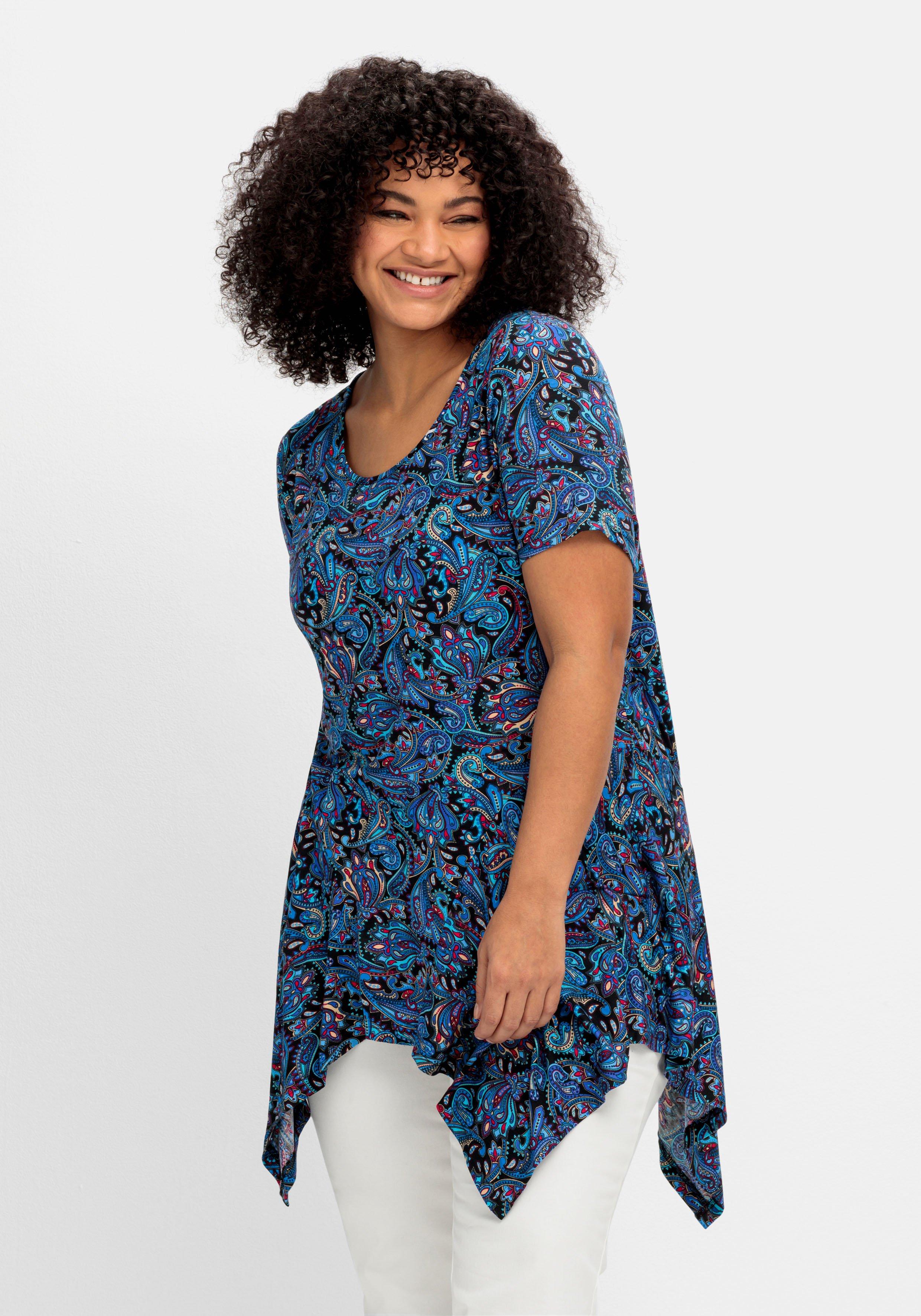 Zipfelshirt in Longform, mit Paisleydruck