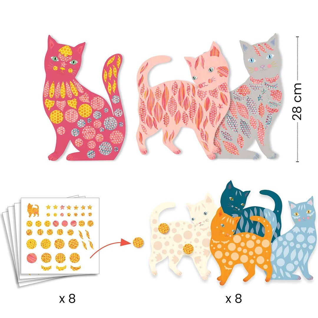 Djeco knutselset stickers - cute cats