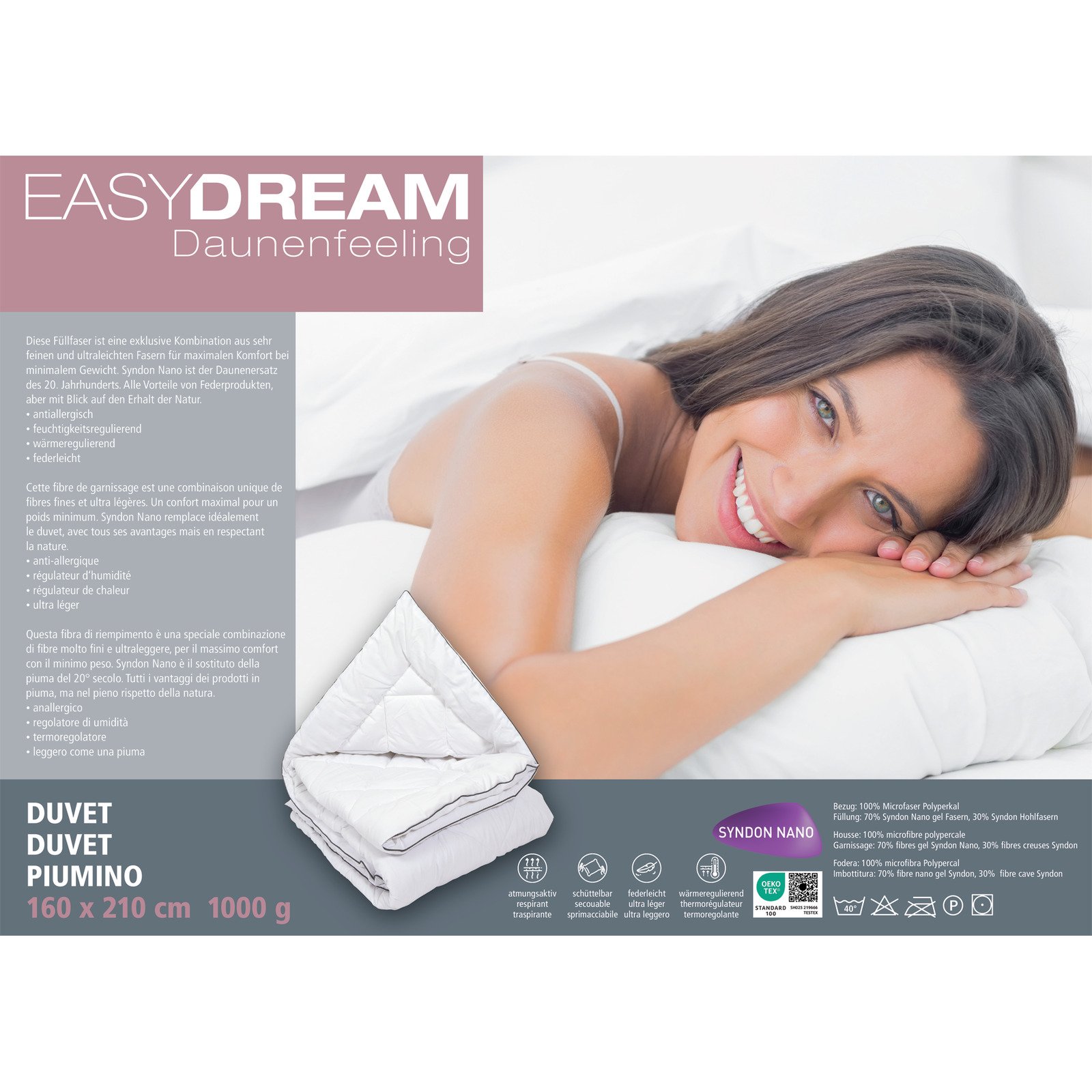 Easy Dream Duvet Sommersaison Daunenfeeling 160x210 Duvet Nordisch