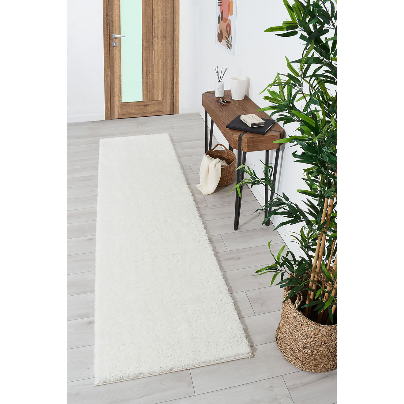 Nazar Rugs Tapis shaggy doux Oslo 902 blanc - 80x150 cm