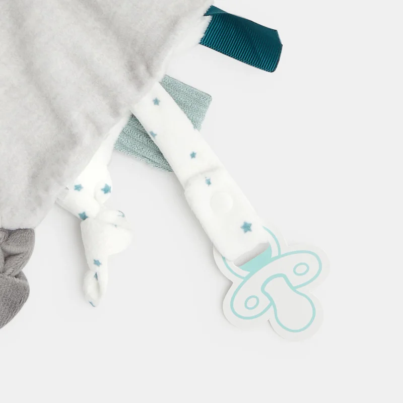 Doudou plat velours lapin gris naissance Gris ou noir