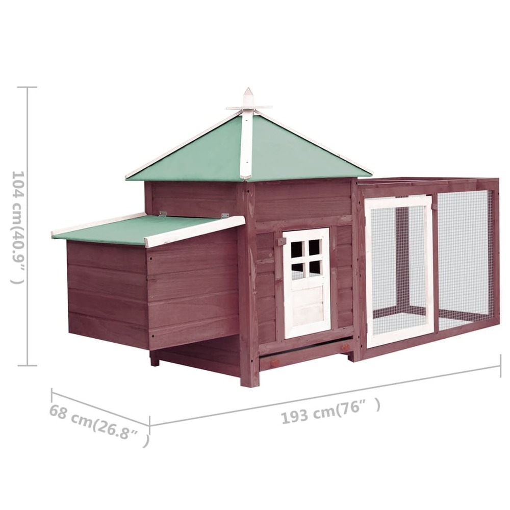 Poulailler avec nichoir 193 x 68 x 104 cm bois de sapin massif moka