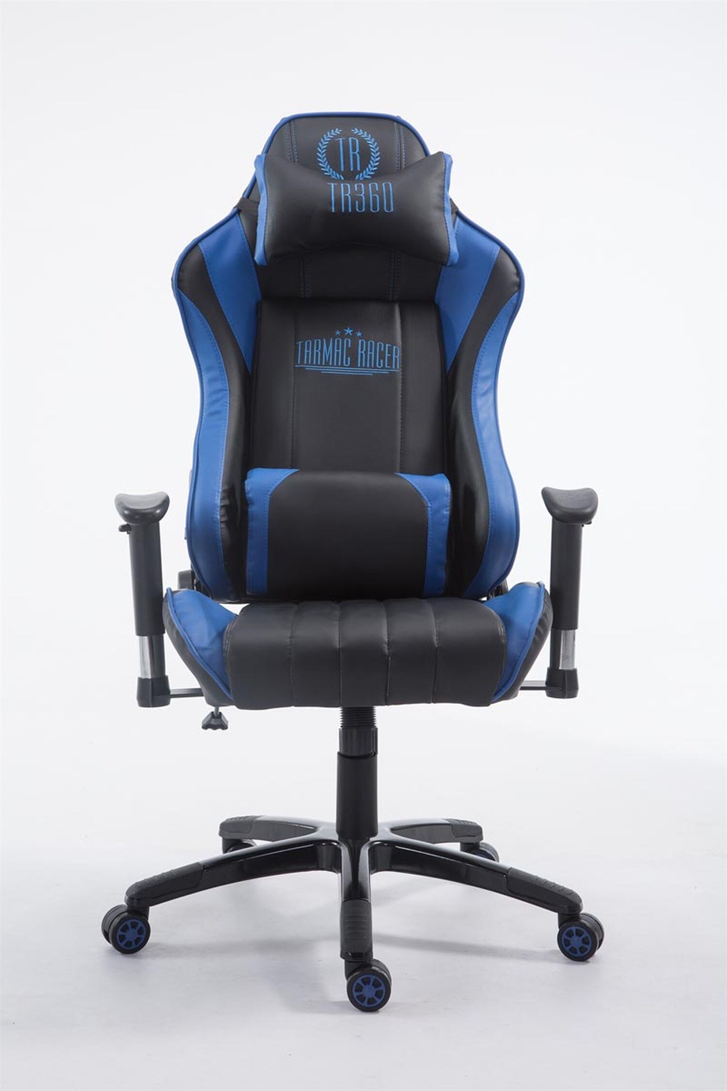 TPFLiving Racing Bürostuhl Shiva Kunstleder Schwarz/Blau
