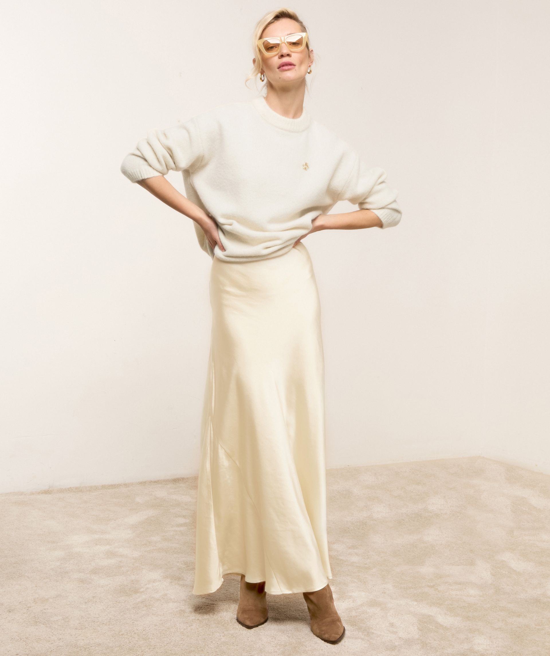 JV-ELINA oversized sweater met wol - cocoon white
