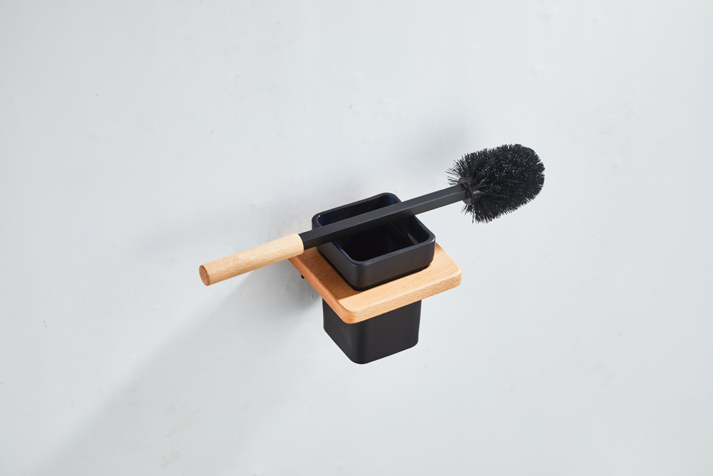 Saniclear Lumber toiletborstel mat zwart walnoothout