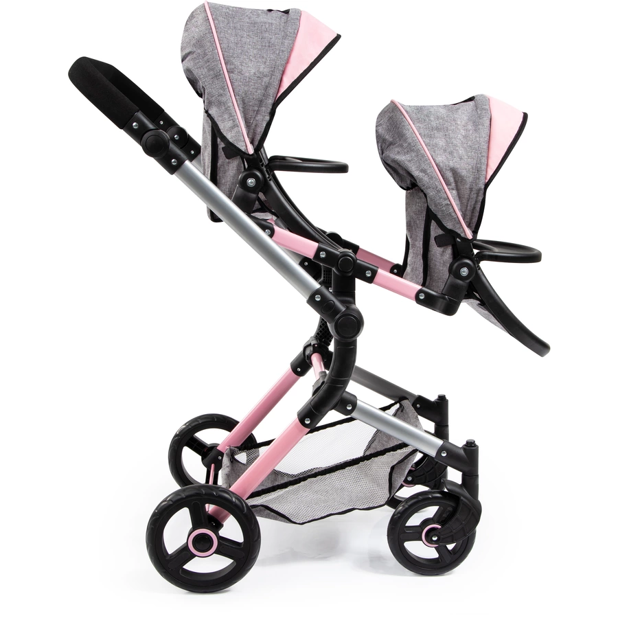 bayer Design Zwillings-Puppenwagen Twin Neo graurosa, mit Schmetterling
