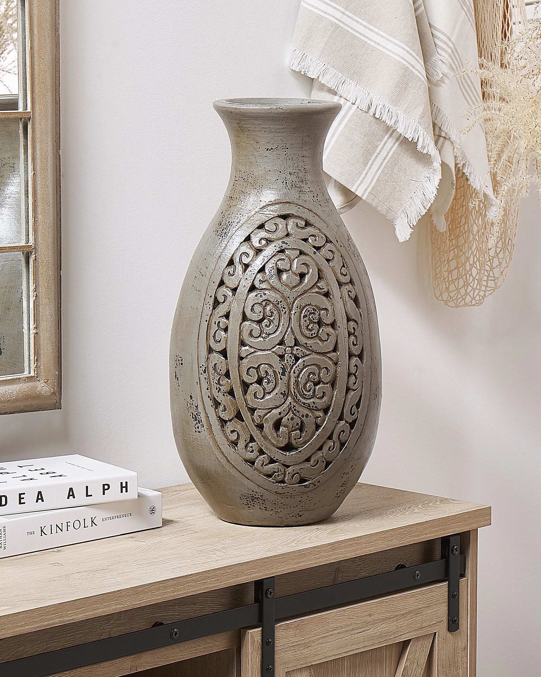 Decoratieve vaas MEGARA Keramiek 51 cm Grijs