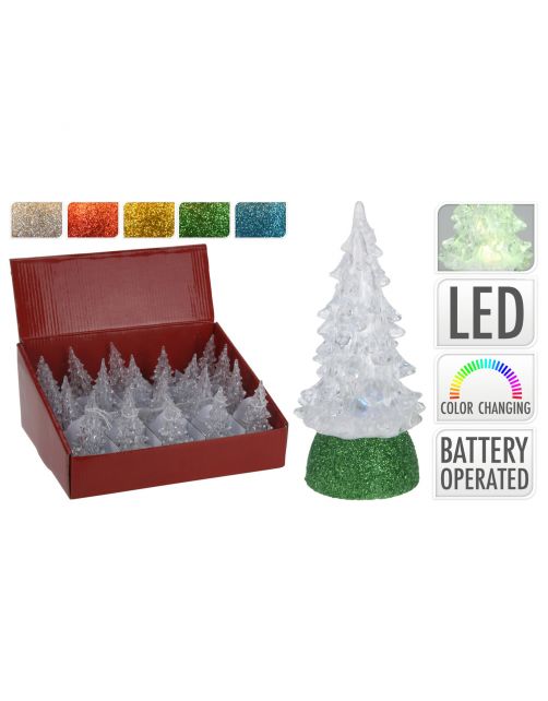 Homestyle Kerstboompje Met Led - Kerstdecoratie - 5x5x10 cm Assorti