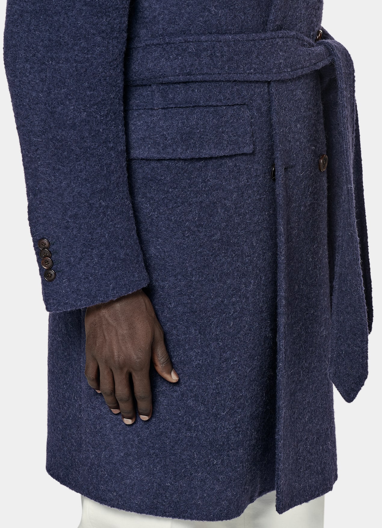 Manteau ceinturé bleu moyen