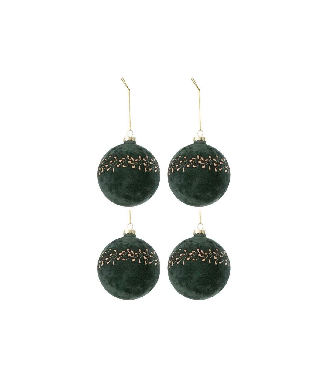 Paris Prix - Lot De 4 Boules De Noël Velours ely 10cm Vert