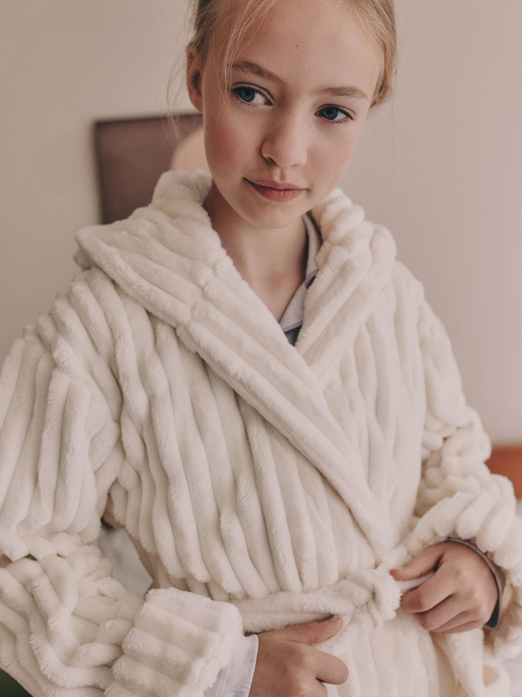 Crème - Fleece Cord Dressing Gown (5-16yrs)