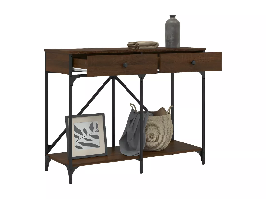 Table console chêne marron 100x39x78,5 cm bois d'ingénierie