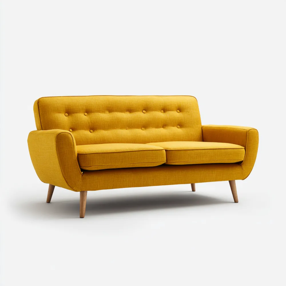 2-Sitzer-Sofa Stoff 150x85x80 cm - Gelb - Retro Stil