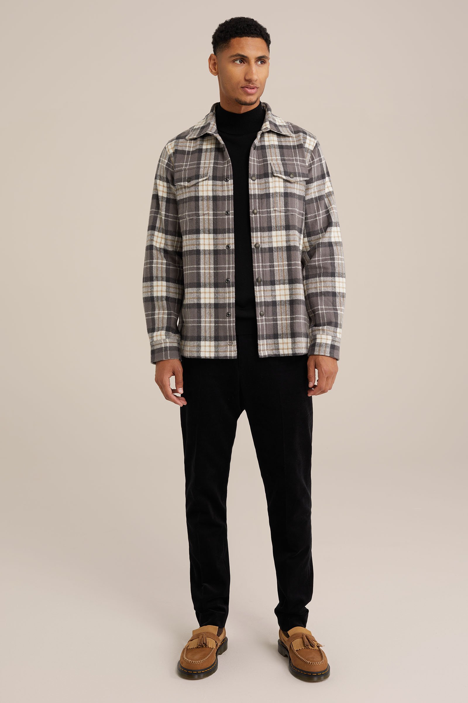 geruit overshirt van katoen Van Gils Grijs