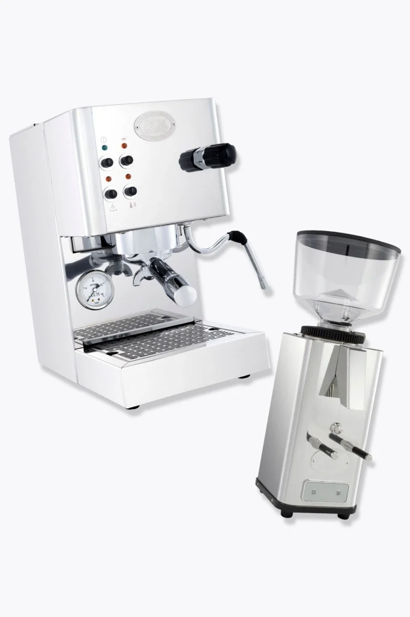 ECM Espressomaschine Casa V Edelstahl poliert + ECM Mühle S-Automatik 64 mit Timer Edelstahl