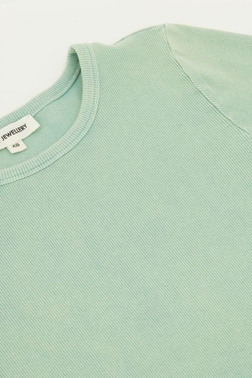 Groene rib top met korte mouwen