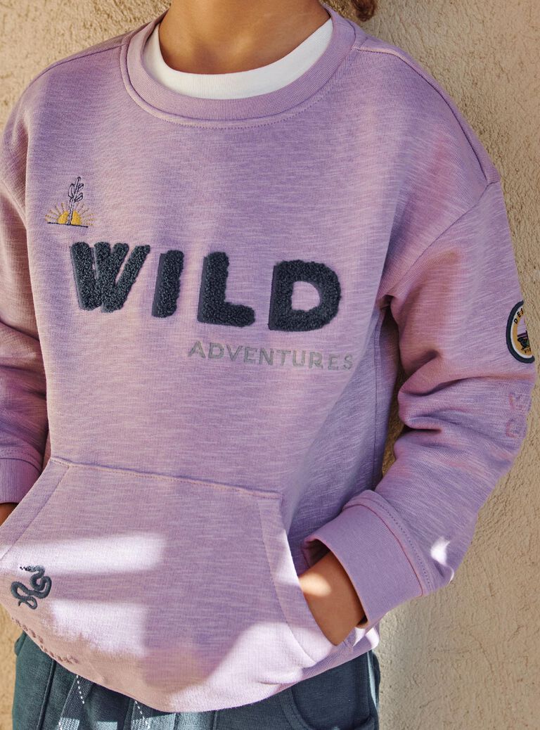 Sweat lilas en molleton Wild