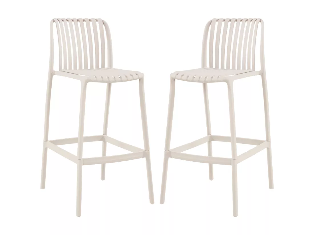 Lot de 2 chaises hautes de jardin empilables en polypropylène - Beige - SESEH de MYLIA